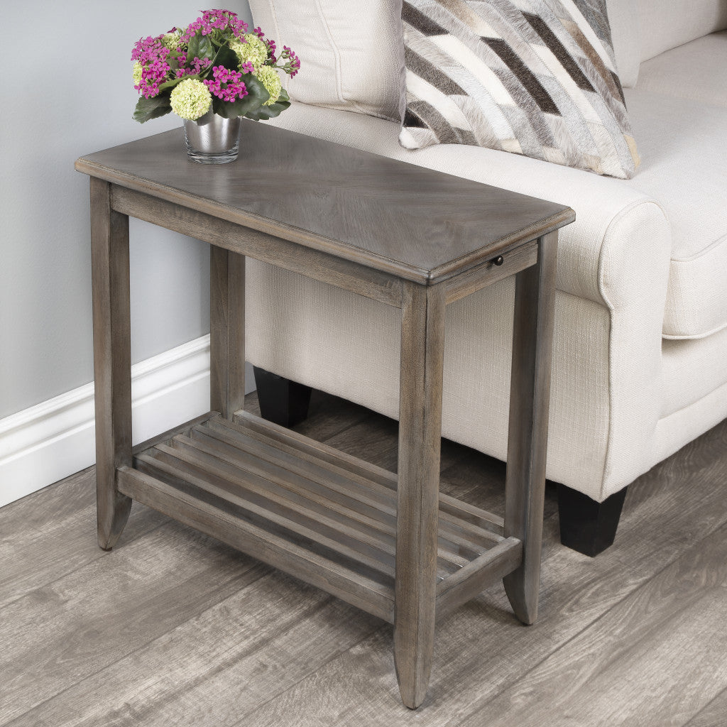 24" Brown Gray Rectangular End Table With Shelf By Homeroots | End Tables | Modishstore - 8