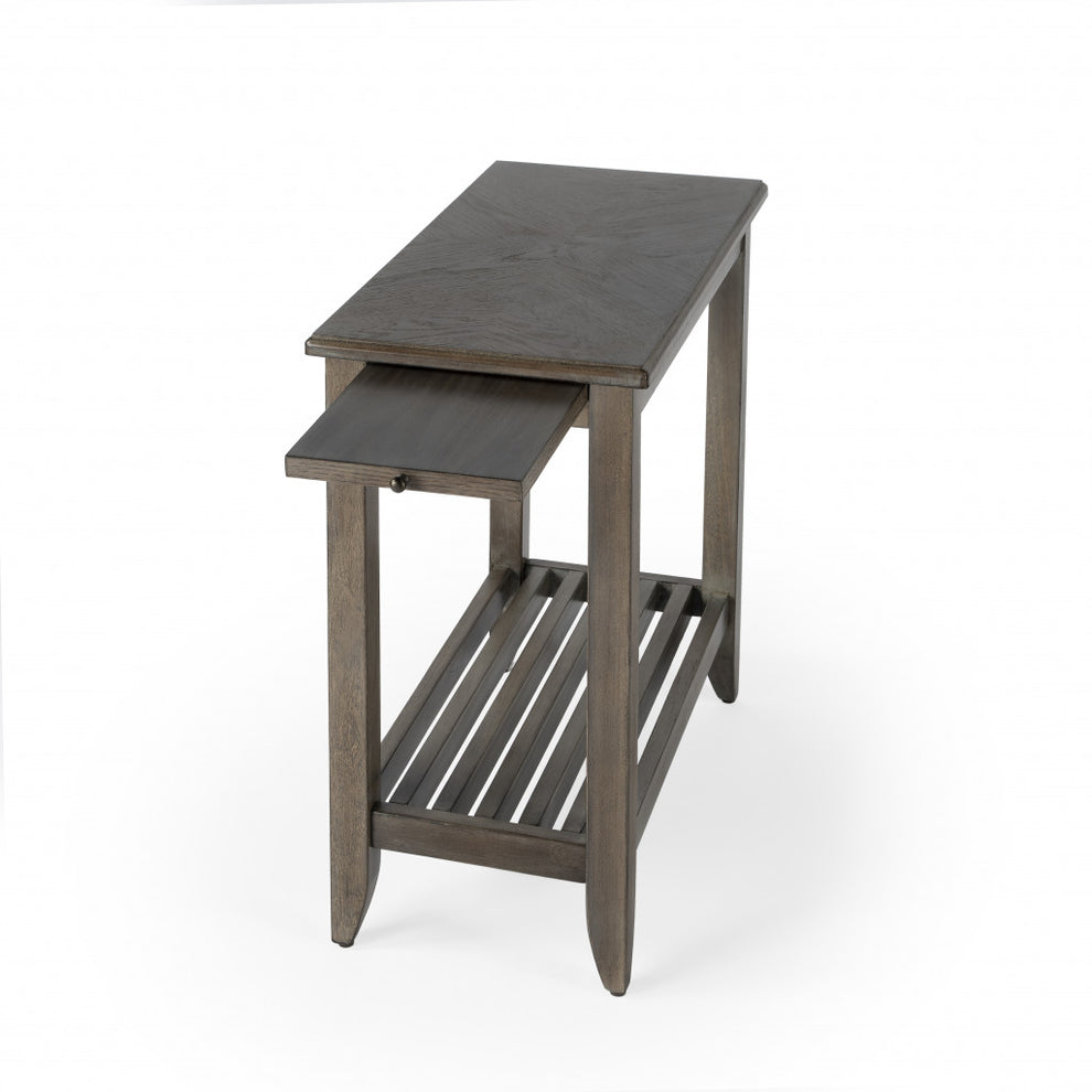 24" Brown Gray Rectangular End Table With Shelf By Homeroots | End Tables | Modishstore - 2