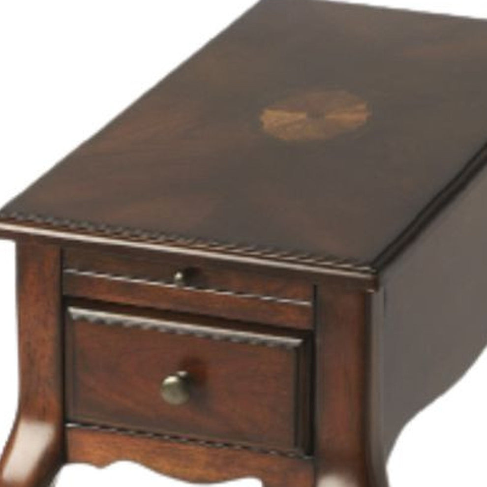 25" Cherry Brown Solid And Manufactured Wood Rectangular End Table With Drawer By Homeroots | End Tables | Modishstore - 3