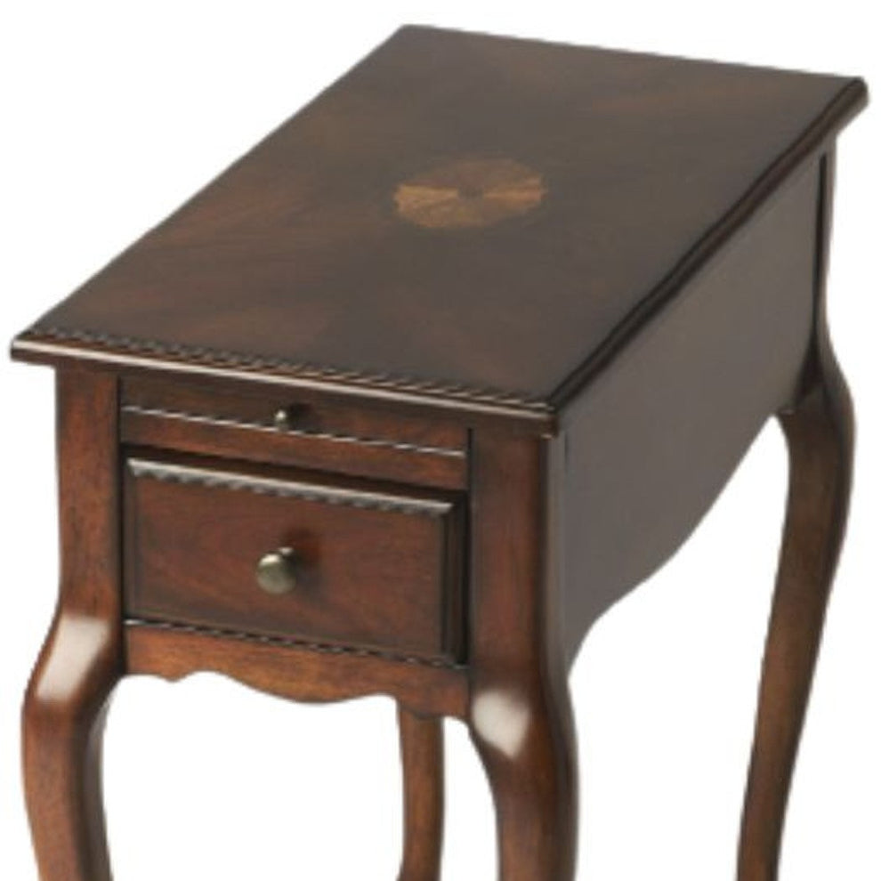 25" Cherry Brown Solid And Manufactured Wood Rectangular End Table With Drawer By Homeroots | End Tables | Modishstore - 4