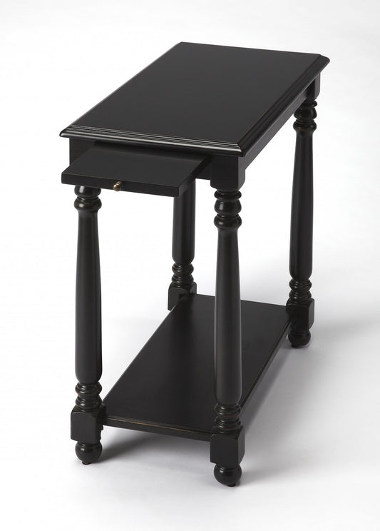 24" Black Manufactured Wood Rectangular End Table With Shelf By Homeroots