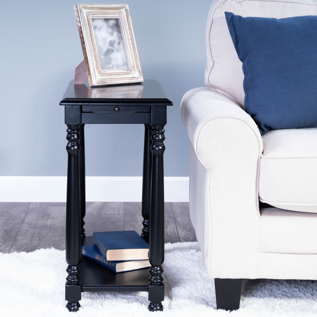 24" Black Manufactured Wood Rectangular End Table With Shelf By Homeroots | End Tables | Modishstore - 7