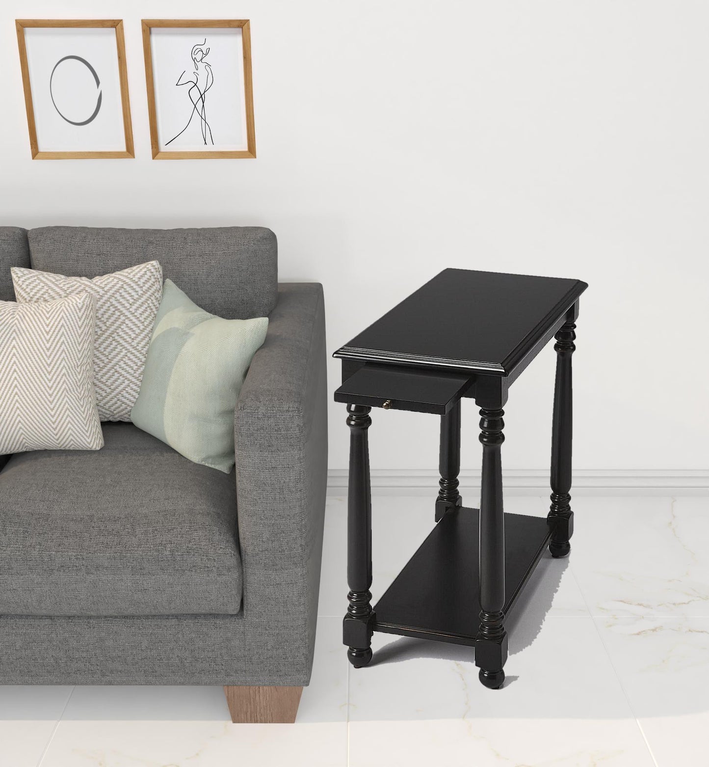 24" Black Manufactured Wood Rectangular End Table With Shelf By Homeroots | End Tables | Modishstore - 5