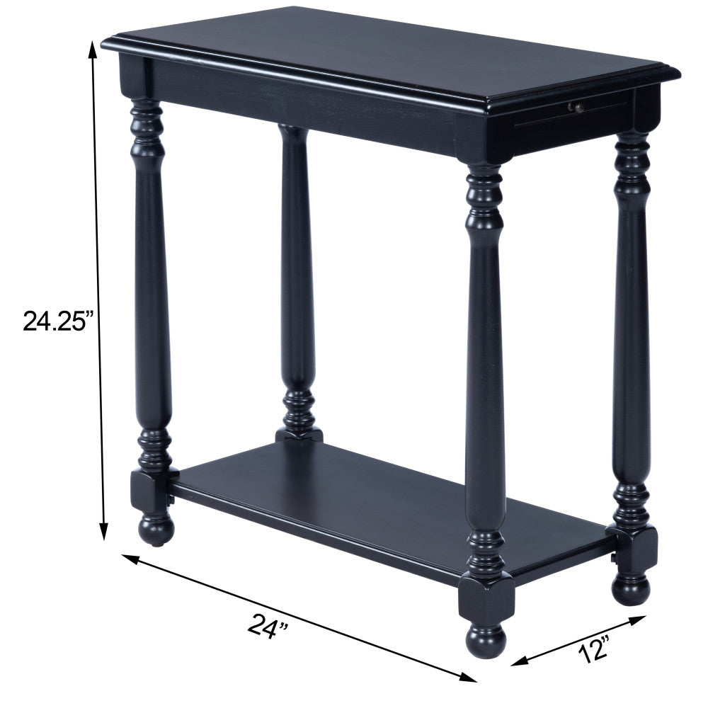24" Black Manufactured Wood Rectangular End Table With Shelf By Homeroots | End Tables | Modishstore - 9