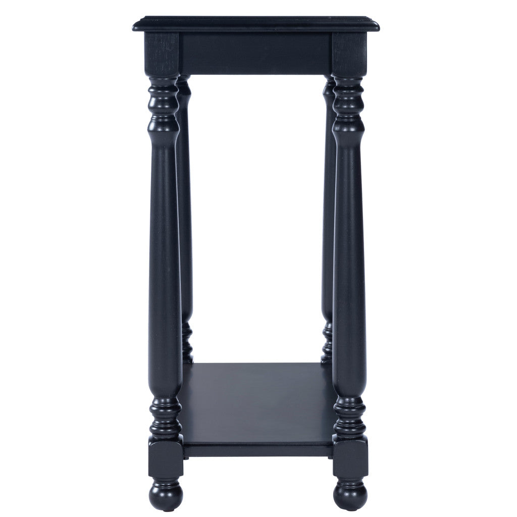24" Black Manufactured Wood Rectangular End Table With Shelf By Homeroots | End Tables | Modishstore - 3