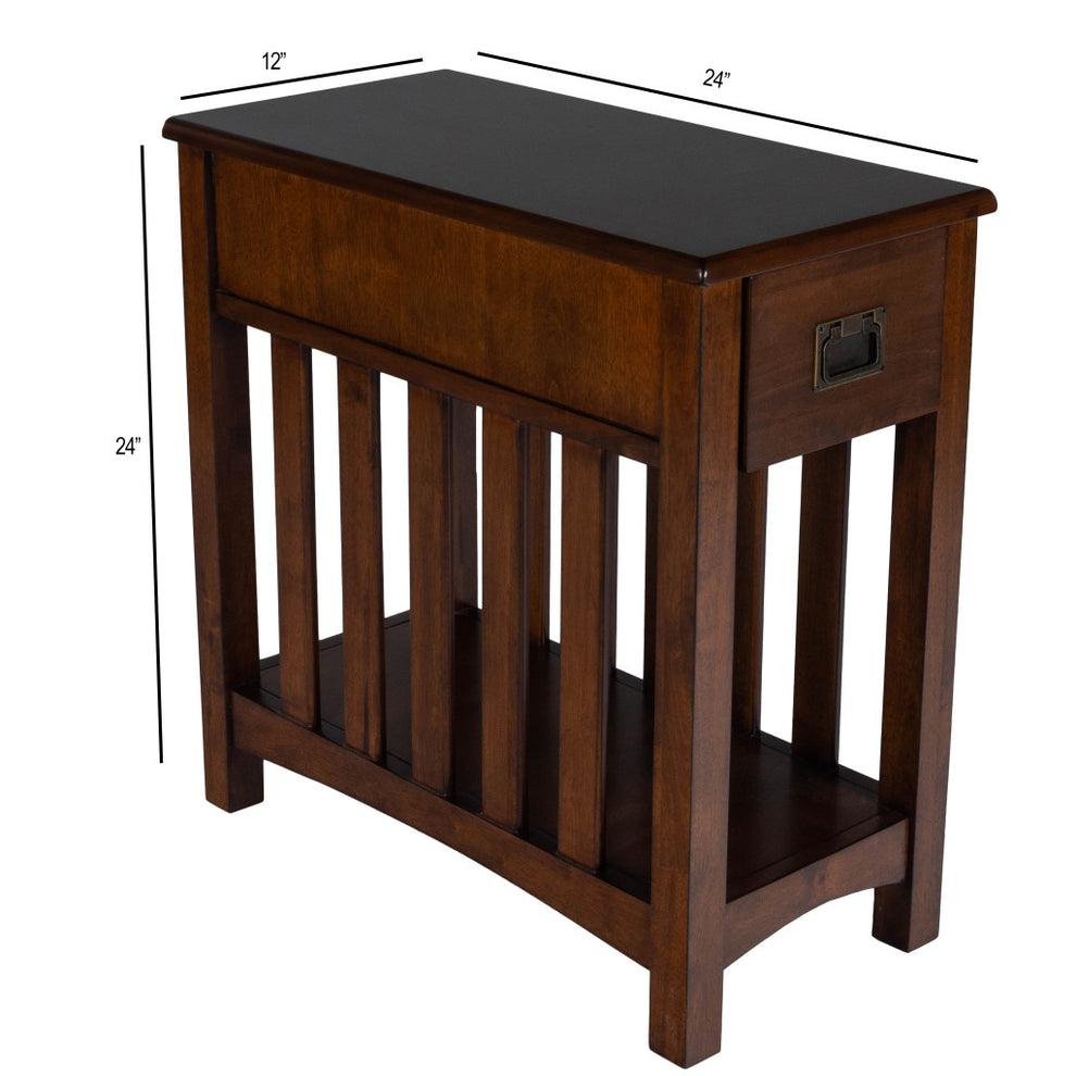 24" Dark Cherry Brown Rectangular End Table With Drawer And Shelf By Homeroots | End Tables | Modishstore - 9