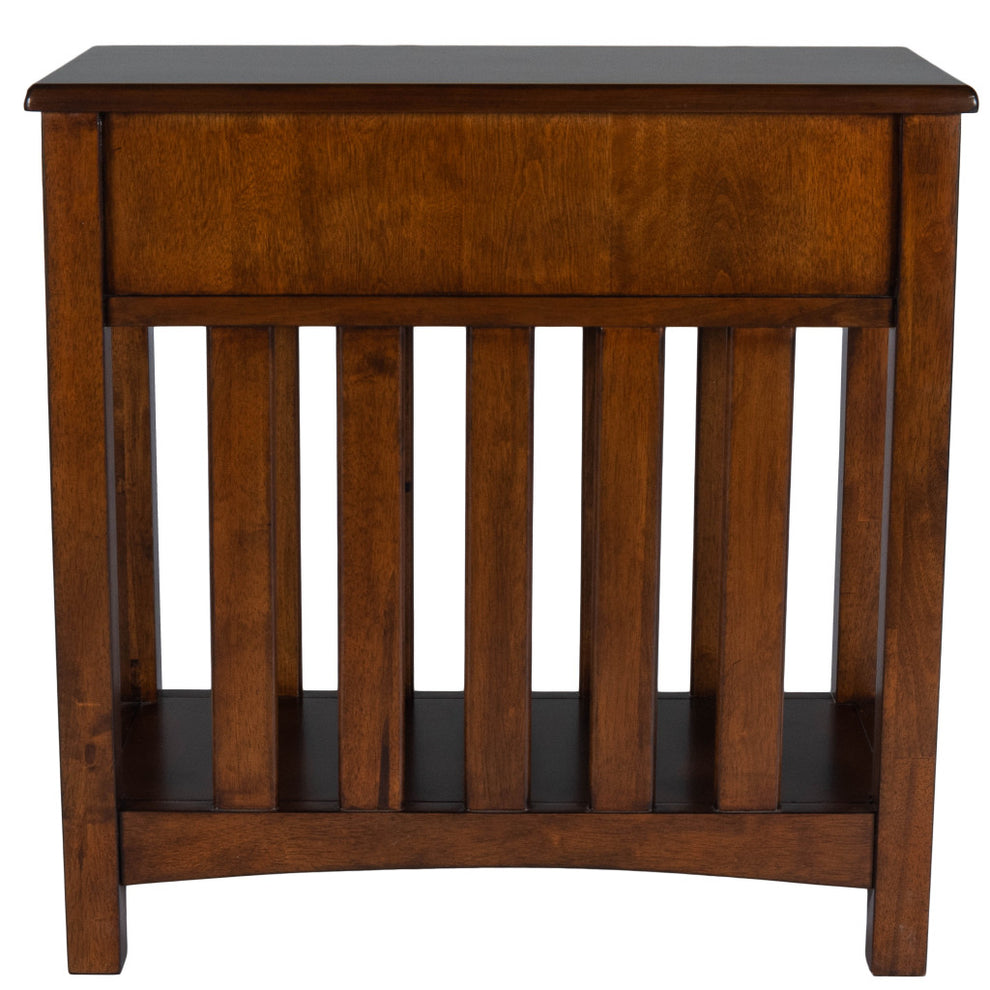 24" Dark Cherry Brown Rectangular End Table With Drawer And Shelf By Homeroots | End Tables | Modishstore - 2