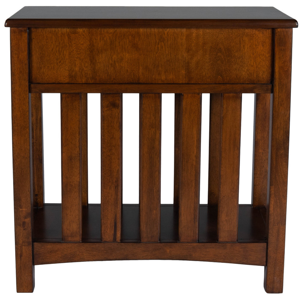 24" Dark Cherry Brown Rectangular End Table With Drawer And Shelf By Homeroots | End Tables | Modishstore - 4