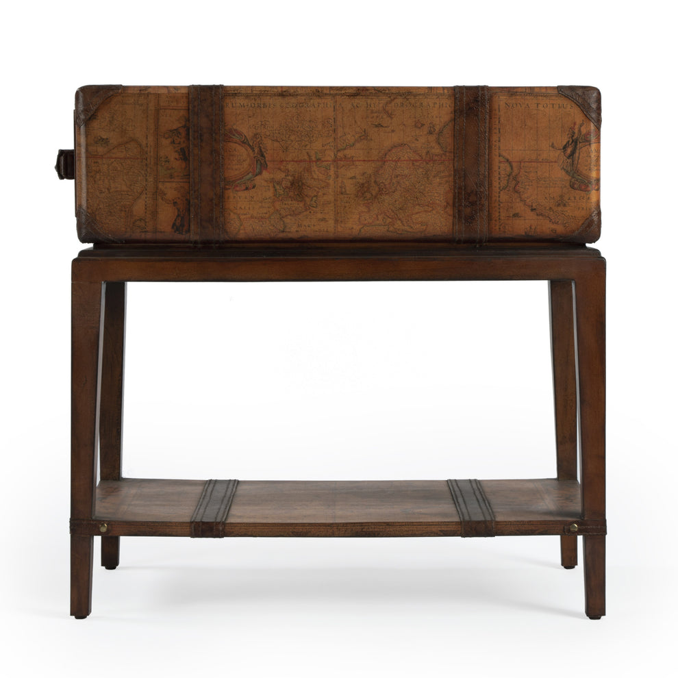24" Brown Old World Map End Table With Drawer And Shelf By Homeroots | End Tables | Modishstore - 4