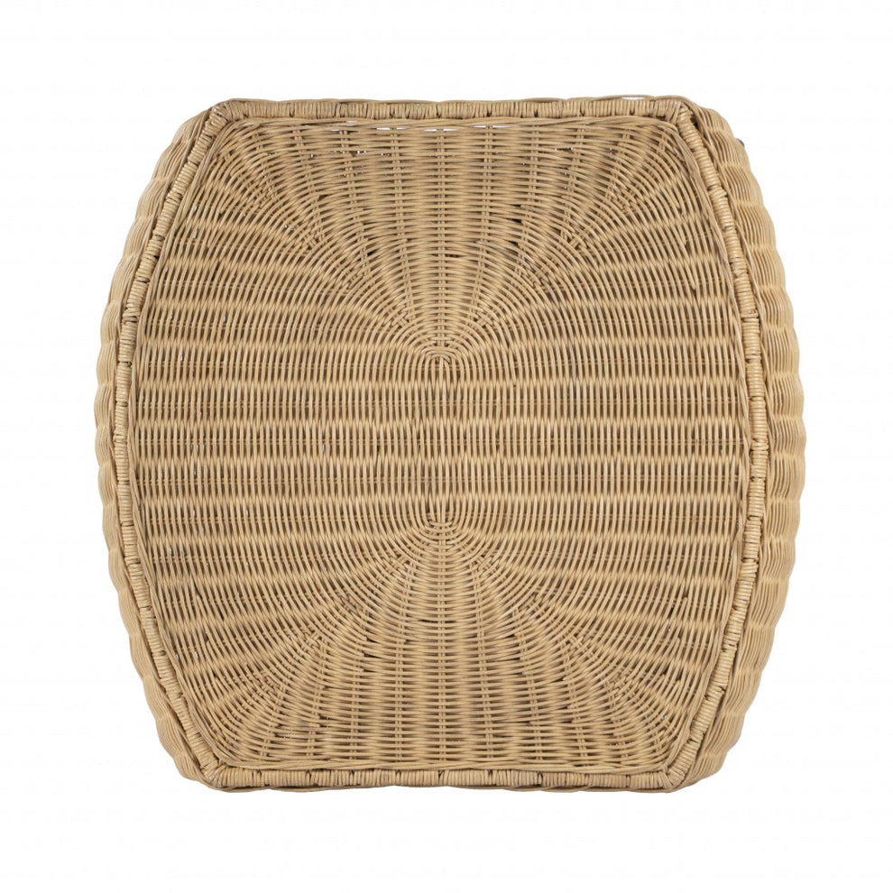 24" Natural Brown Rattan and Black End Table With Shelf By Homeroots | End Tables | Modishstore - 5