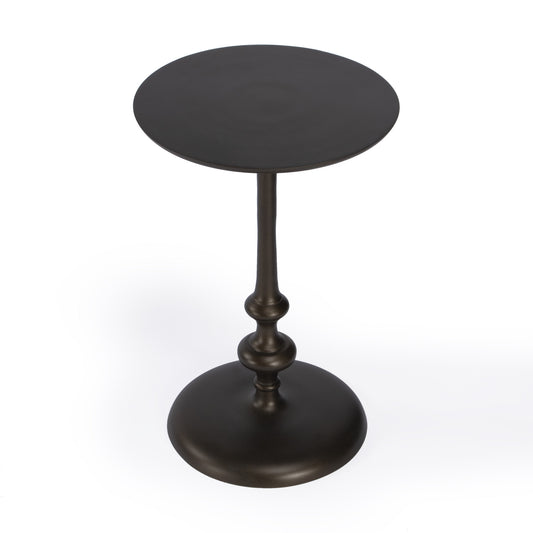 18" Dark Burnished Bronze Aluminum Round Top Pedestal End Table By Homeroots