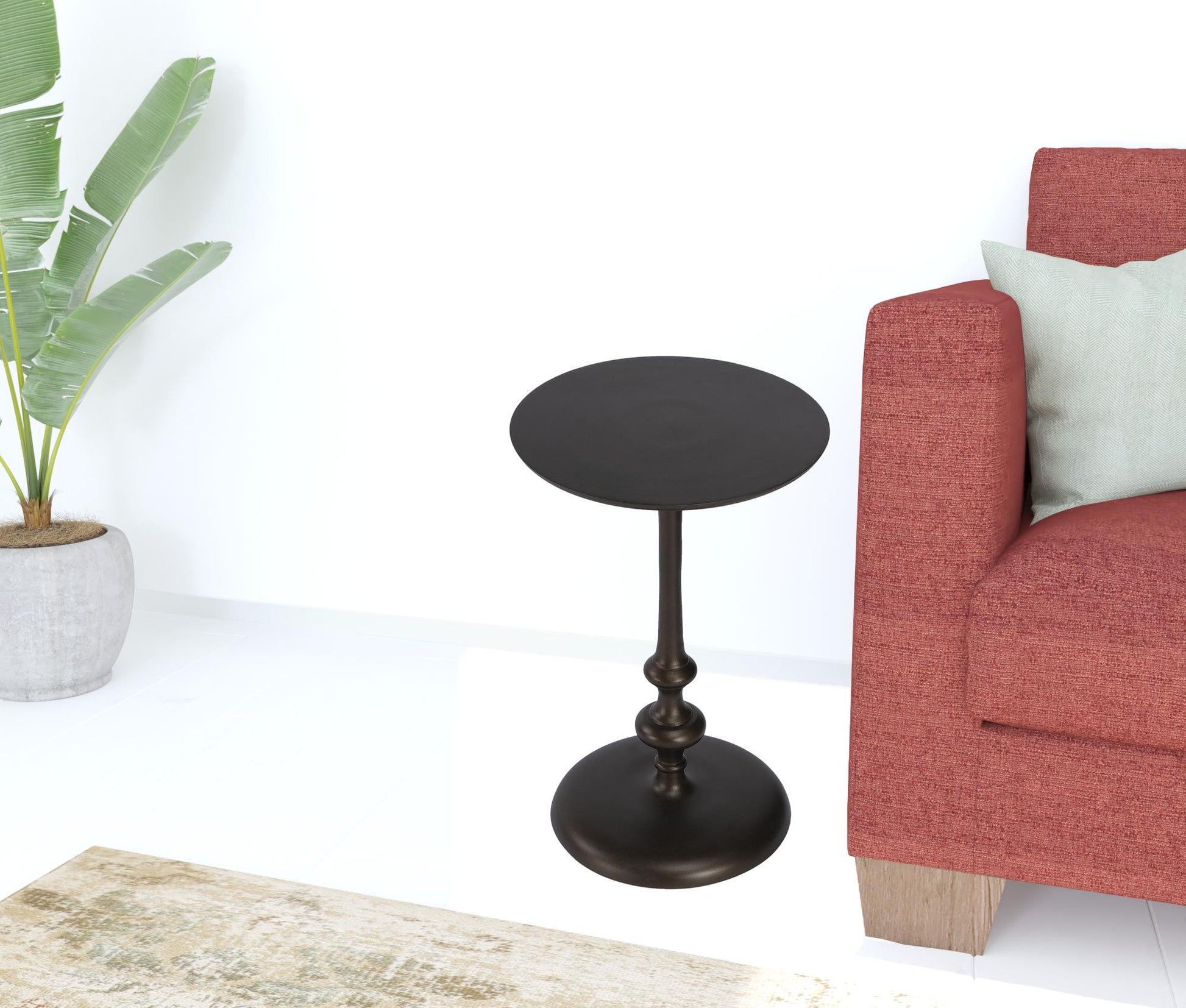 18" Dark Burnished Bronze Aluminum Round Top Pedestal End Table By Homeroots | End Tables | Modishstore - 5