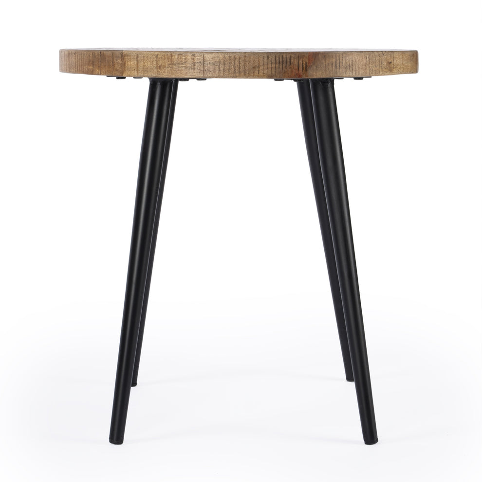 24" Brown Solid Wood and Black Round End Table By Homeroots | End Tables | Modishstore - 3