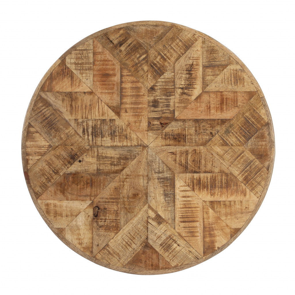 24" Brown Solid Wood and Black Round End Table By Homeroots | End Tables | Modishstore - 4