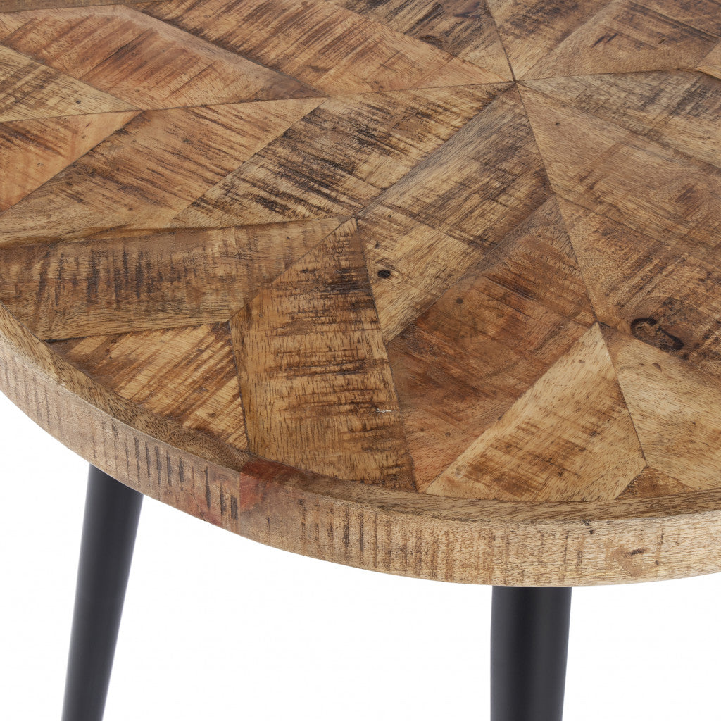 24" Brown Solid Wood and Black Round End Table By Homeroots | End Tables | Modishstore - 6
