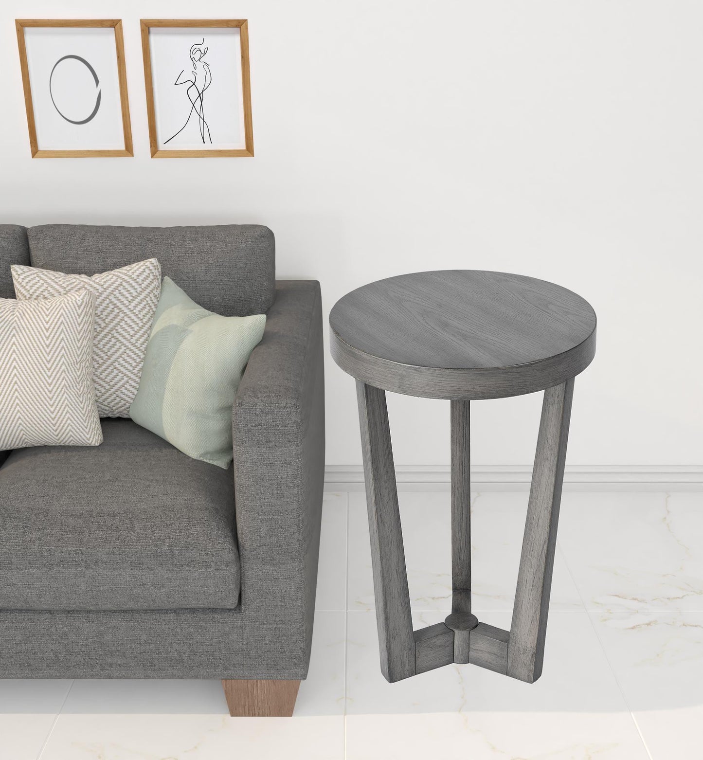 24" Gray Manufactured Wood Round End Table By Homeroots | End Tables | Modishstore - 5