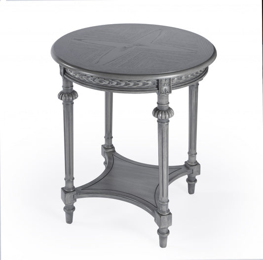 27" Gray Classic Round End Table With Shelf By Homeroots