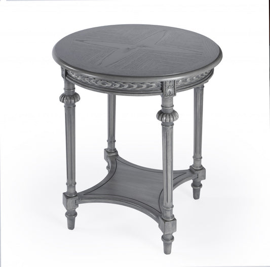 27" Gray Classic Round End Table With Shelf By Homeroots | End Tables | Modishstore
