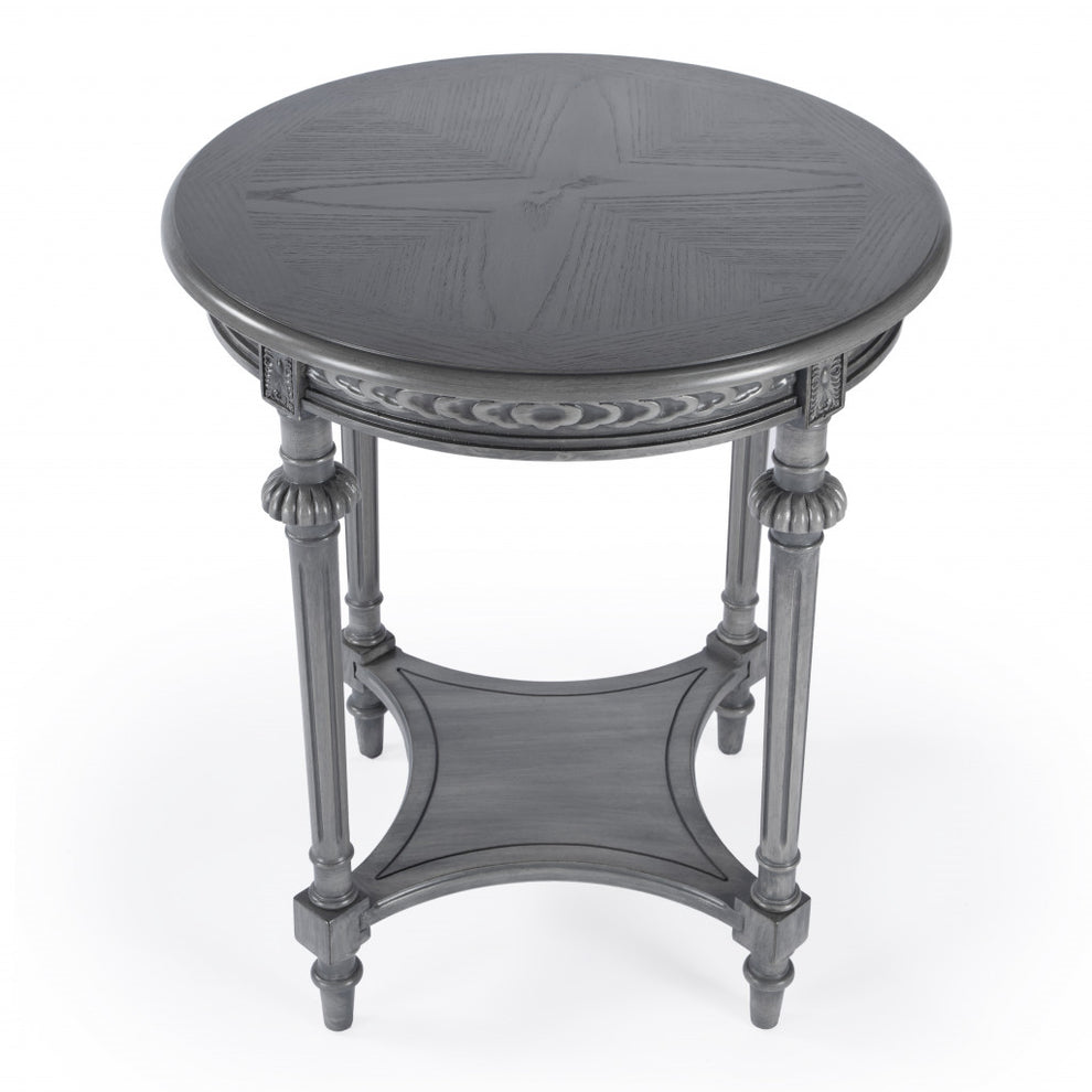 27" Gray Classic Round End Table With Shelf By Homeroots | End Tables | Modishstore - 2