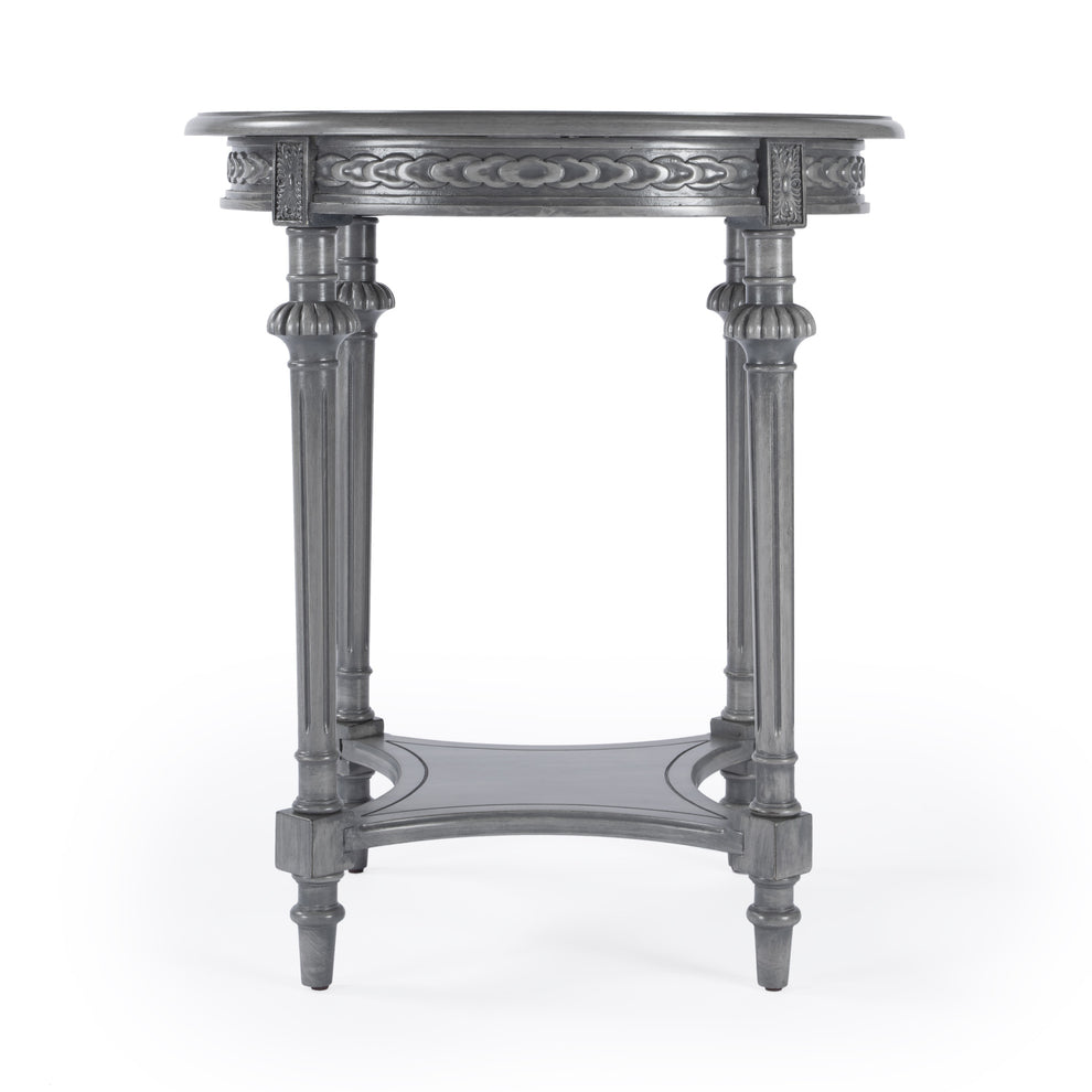 27" Gray Classic Round End Table With Shelf By Homeroots | End Tables | Modishstore - 3