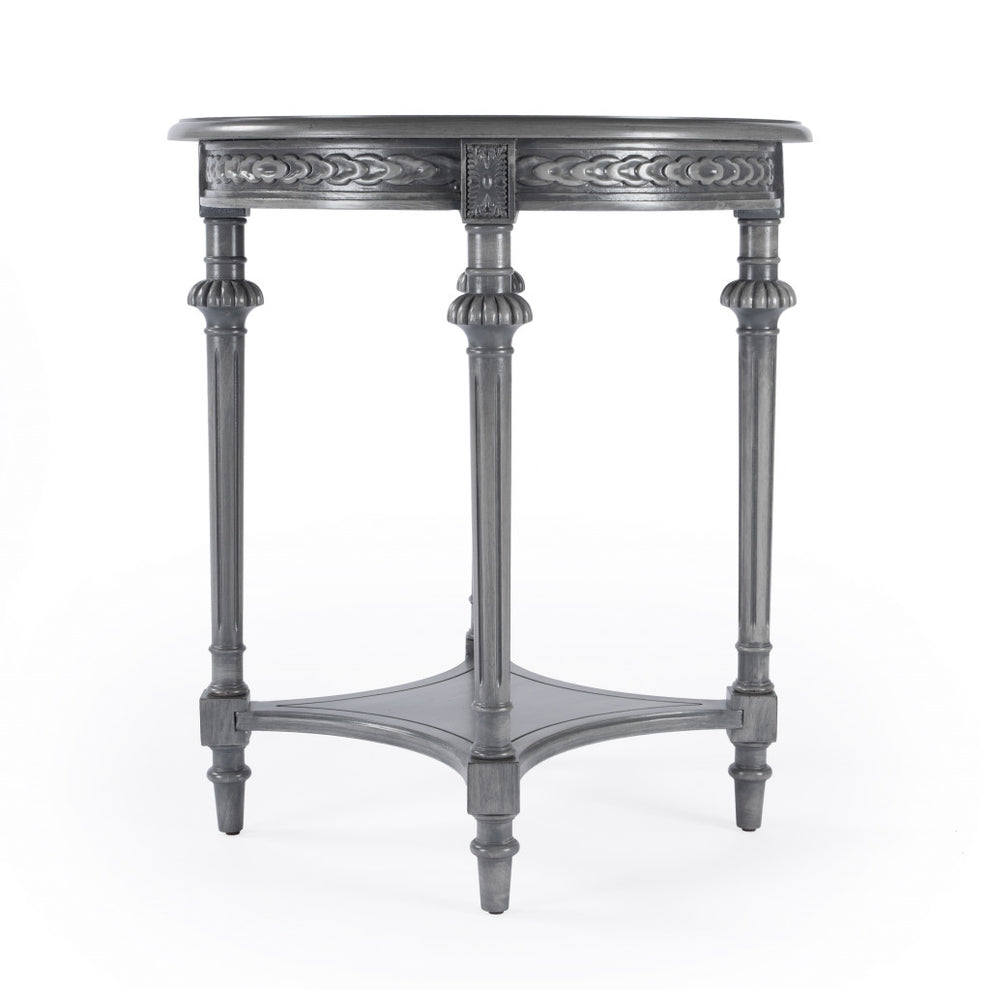 27" Gray Classic Round End Table With Shelf By Homeroots | End Tables | Modishstore - 4