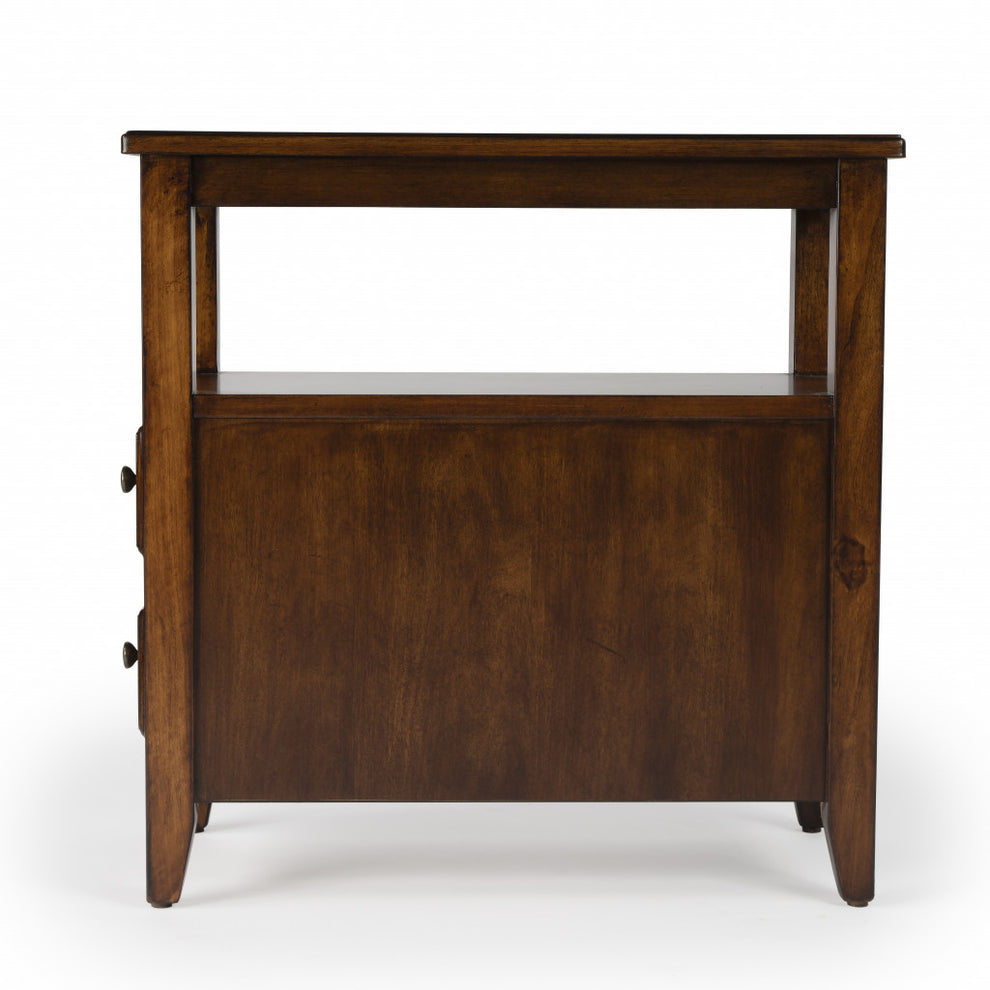 24" Cherry Brown Narrow End Table With Two Drawers And Shelf By Homeroots | End Tables | Modishstore - 5