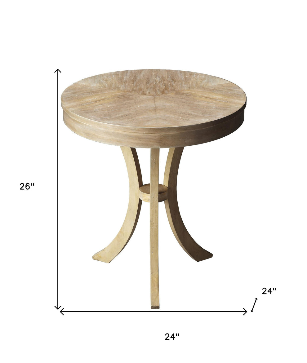 26" Beige Distressed Round Three Leg End Table By Homeroots | End Tables | Modishstore - 5