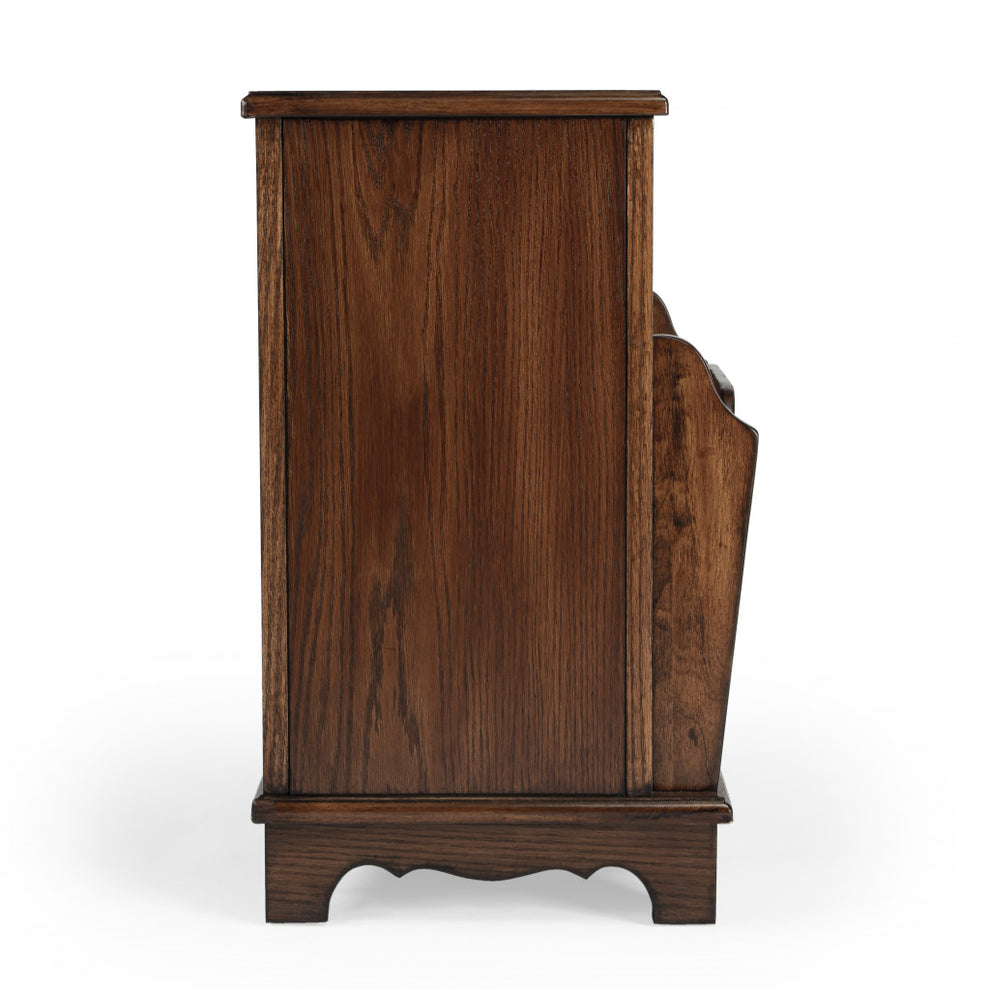 24" Cherry Brown End Table With Drawers And Magazine Rack By Homeroots | End Tables | Modishstore - 6
