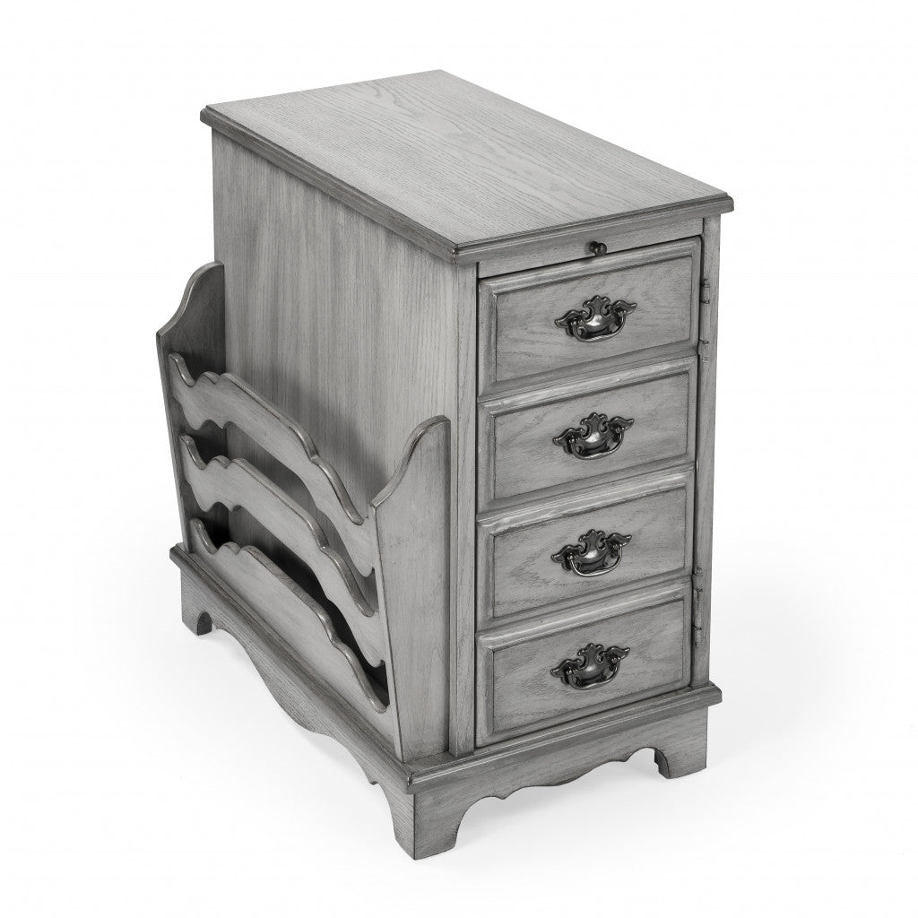 24" Gray Manufactured Wood Rectangular End Table With Four Drawers And Shelf By Homeroots | End Tables | Modishstore