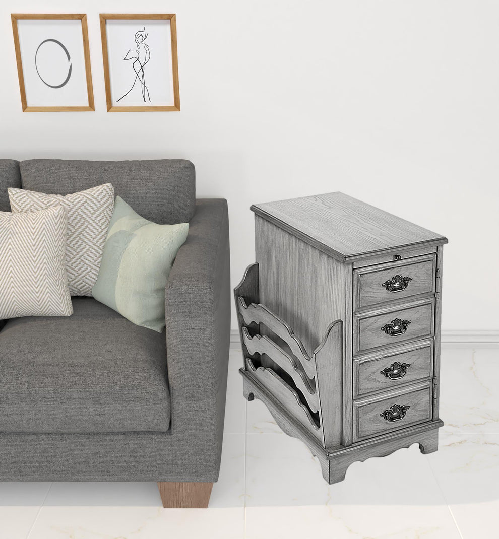 24" Gray Manufactured Wood Rectangular End Table With Four Drawers And Shelf By Homeroots | End Tables | Modishstore - 7