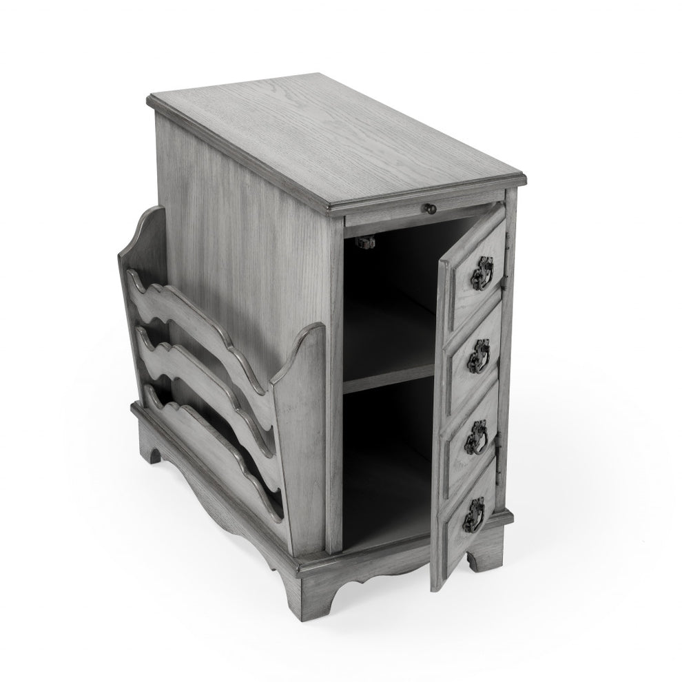 24" Gray Manufactured Wood Rectangular End Table With Four Drawers And Shelf By Homeroots | End Tables | Modishstore - 2