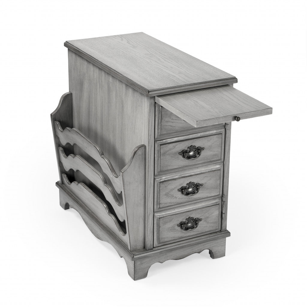 24" Gray Manufactured Wood Rectangular End Table With Four Drawers And Shelf By Homeroots
