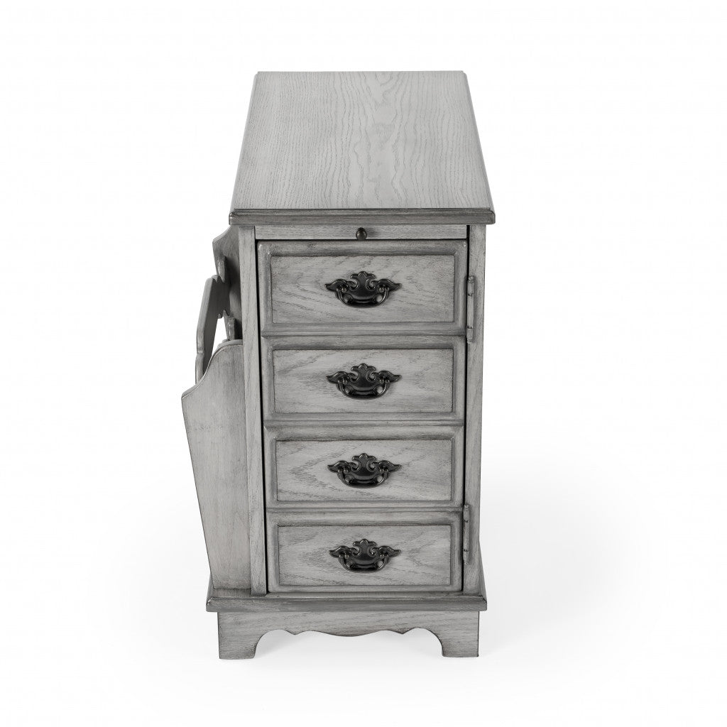 24" Gray Manufactured Wood Rectangular End Table With Four Drawers And Shelf By Homeroots | End Tables | Modishstore - 5