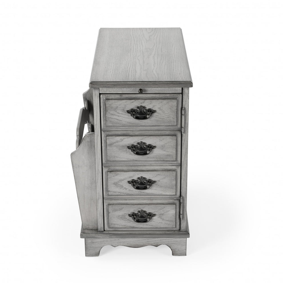 24" Gray Manufactured Wood Rectangular End Table With Four Drawers And Shelf By Homeroots | End Tables | Modishstore - 5