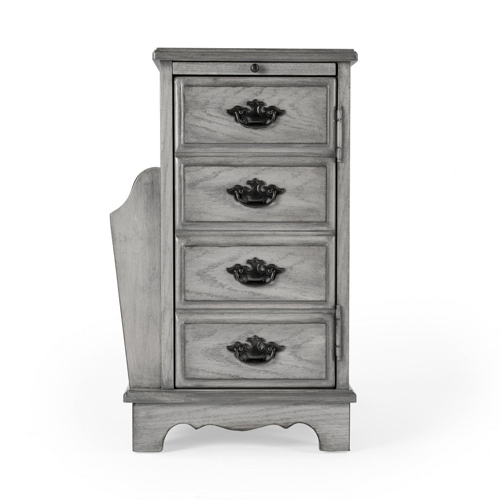 24" Gray Manufactured Wood Rectangular End Table With Four Drawers And Shelf By Homeroots | End Tables | Modishstore - 6