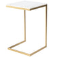 26" Antique Gold and White Marble Square C Shape End Table By Homeroots | End Tables | Modishstore