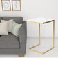 26" Antique Gold and White Marble Square C Shape End Table By Homeroots | End Tables | Modishstore - 6
