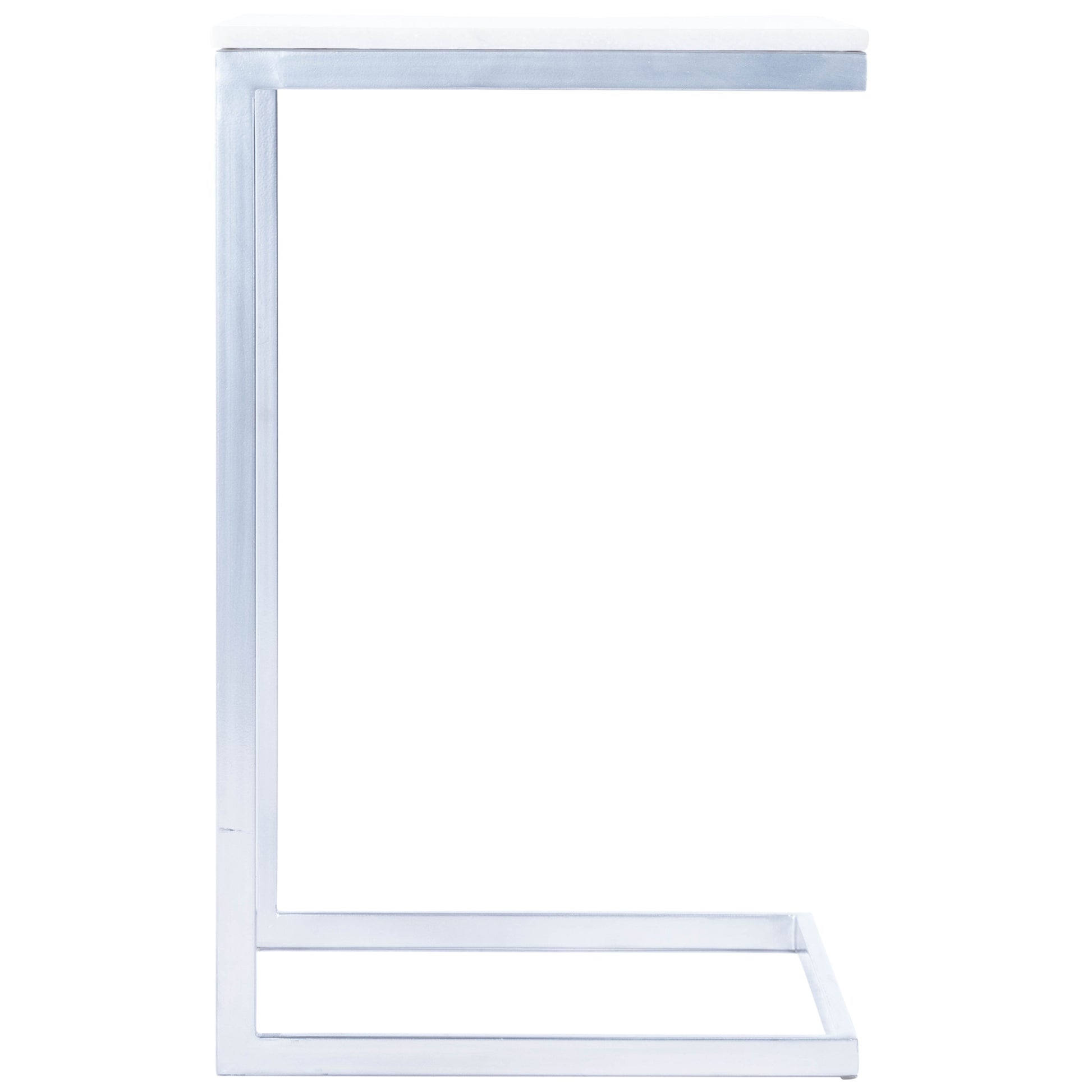 26" Silver and White Marble Square C Shape End Table By Homeroots | End Tables | Modishstore - 4