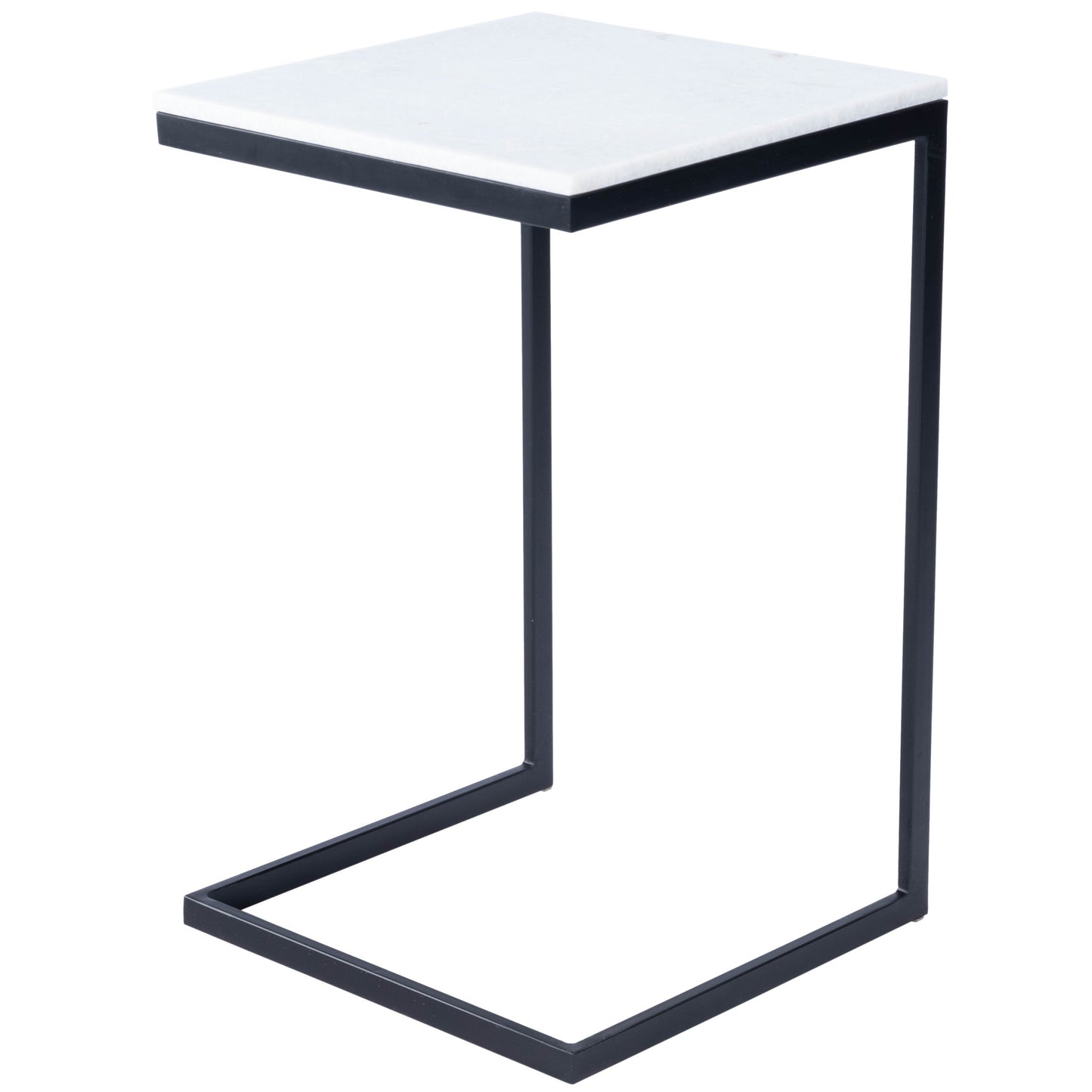 26" Black and White Marble Square C Shape End Table By Homeroots | End Tables | Modishstore