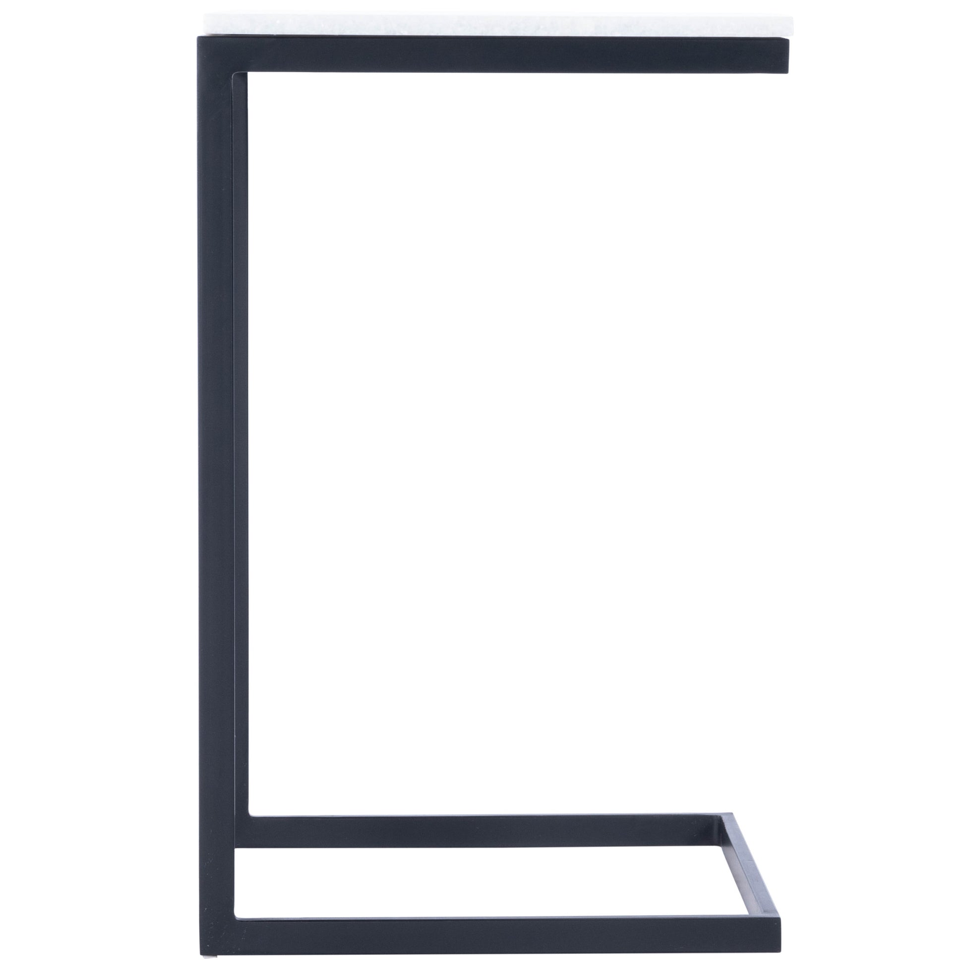 26" Black and White Marble Square C Shape End Table By Homeroots | End Tables | Modishstore - 4