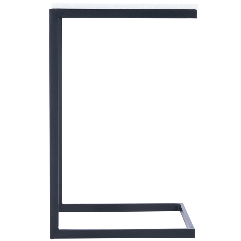 26" Black and White Marble Square C Shape End Table By Homeroots | End Tables | Modishstore - 4