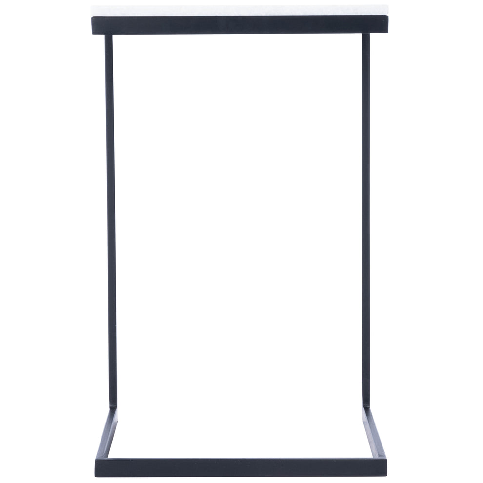 26" Black and White Marble Square C Shape End Table By Homeroots | End Tables | Modishstore - 5