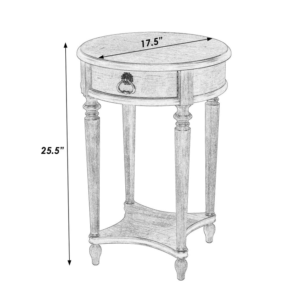 26" Antique Cherry Solid And Manufactured Wood Round End Table With Drawer And Shelf By Homeroots | End Tables | Modishstore - 8
