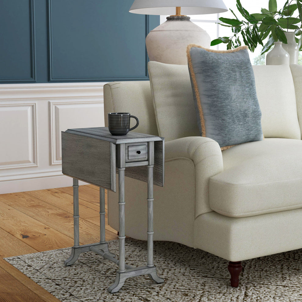 26" Gray Solid And Manufactured Wood Rectangular End Table With Drawer By Homeroots | End Tables | Modishstore - 7
