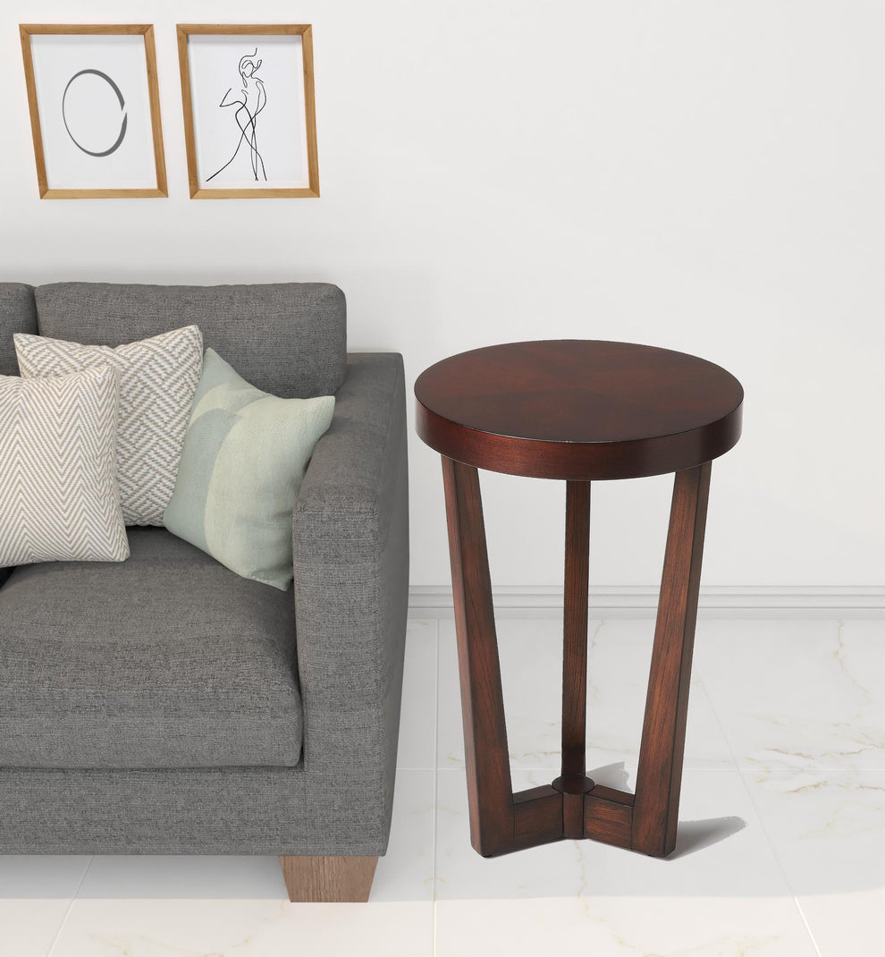 24" Cherry Manufactured Wood Round End Table By Homeroots | End Tables | Modishstore - 2
