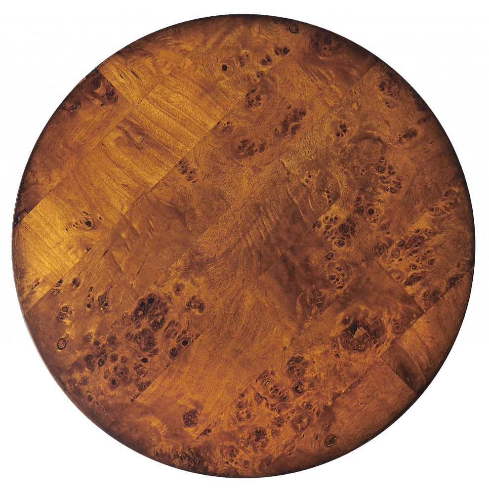 24" Medium Brown Burl Veneer Round End Table By Homeroots | End Tables | Modishstore - 3