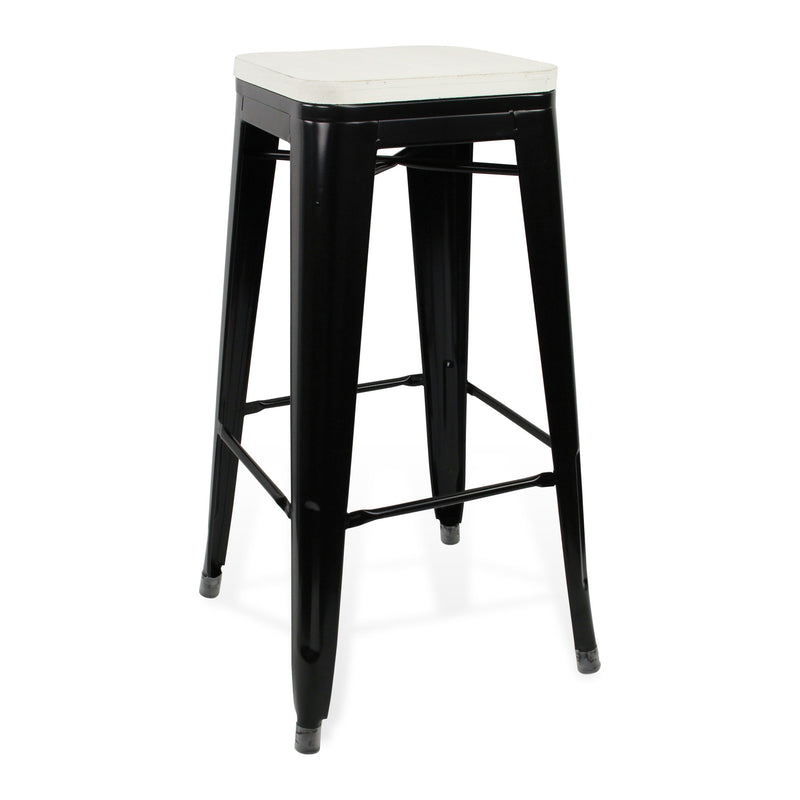 31" Black and White Backless Counter Height Bar Chair With Footrest By Homeroots | Bar Stools | Modishstore