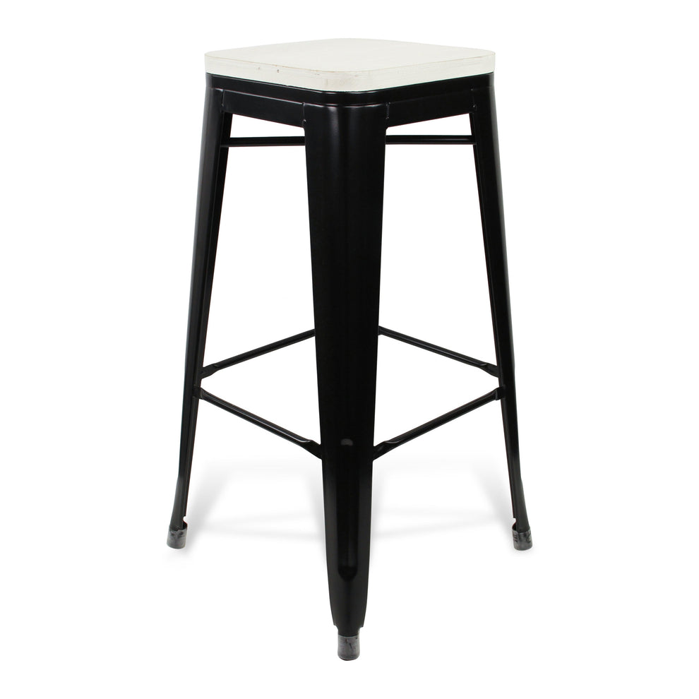 31" Black and White Backless Counter Height Bar Chair With Footrest By Homeroots | Bar Stools | Modishstore - 2