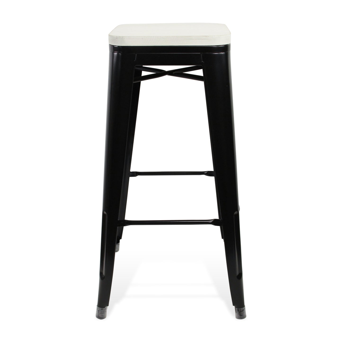 31" Black and White Backless Counter Height Bar Chair With Footrest By Homeroots | Bar Stools | Modishstore - 3