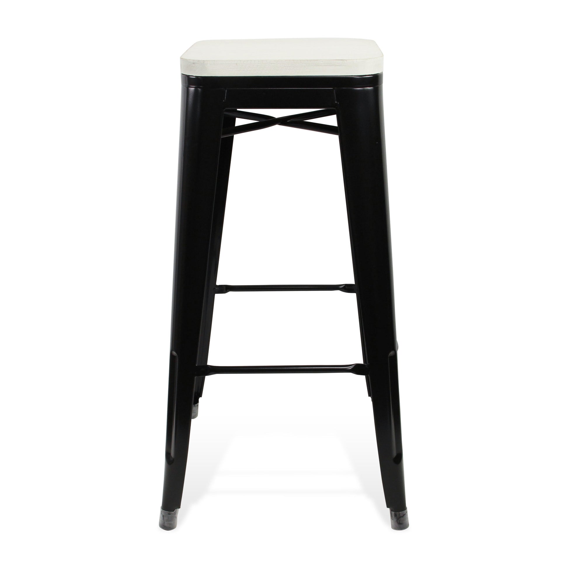 31" Black and White Backless Counter Height Bar Chair With Footrest By Homeroots | Bar Stools | Modishstore - 3